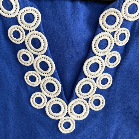 Lands' End Blue 100% Cotton Summer Dress / Shift / Swimsuit Coverup with pockets - Picture 4 of 4